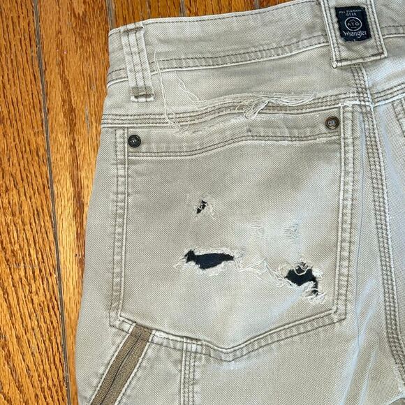 All-Terrain Gear Wrangler gray straight distressed frayed hem denim mens jeans - Picture 10 of 16